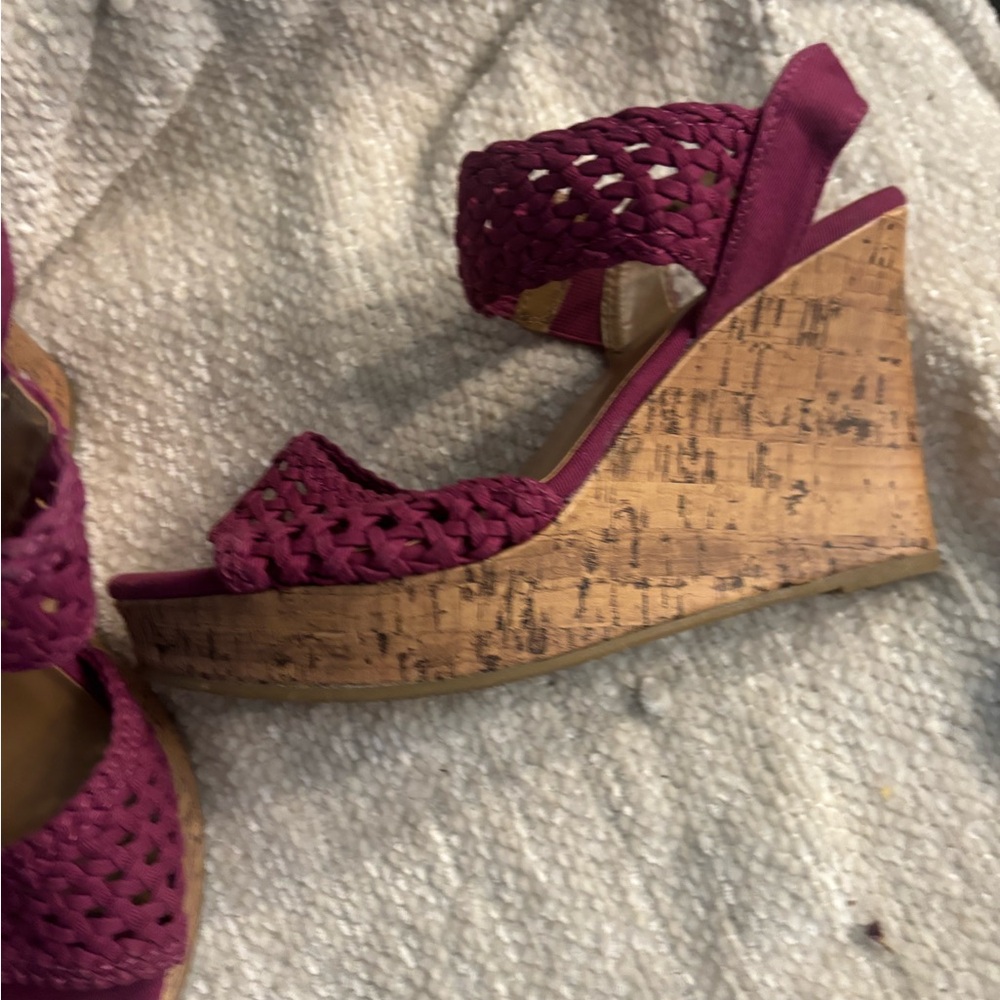 Torrid Pink Wedge Sandals with Cork Heel